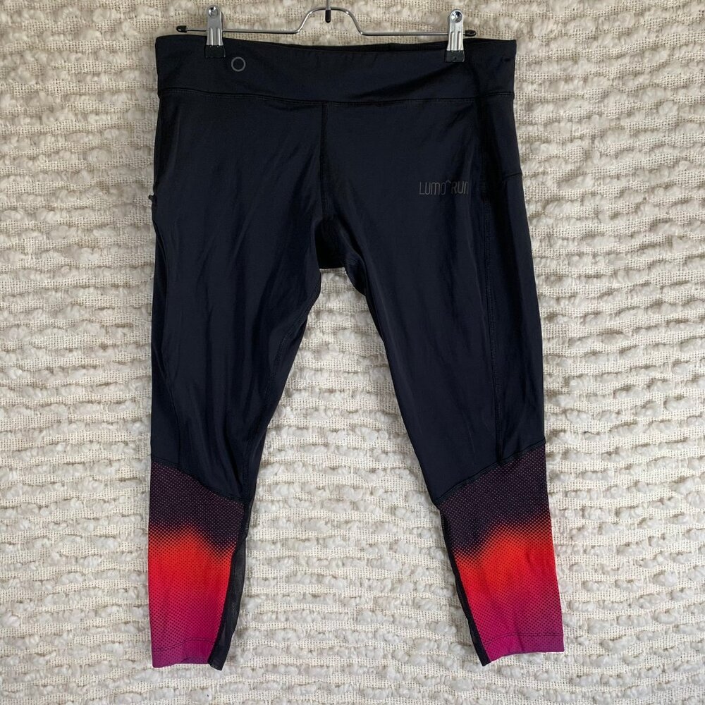 LUMO RUN WOMENS XL CAPRI ACTIVEWEAR LEGGINGS PANTS STRETCH LOUNGE WORK OUT BLACK